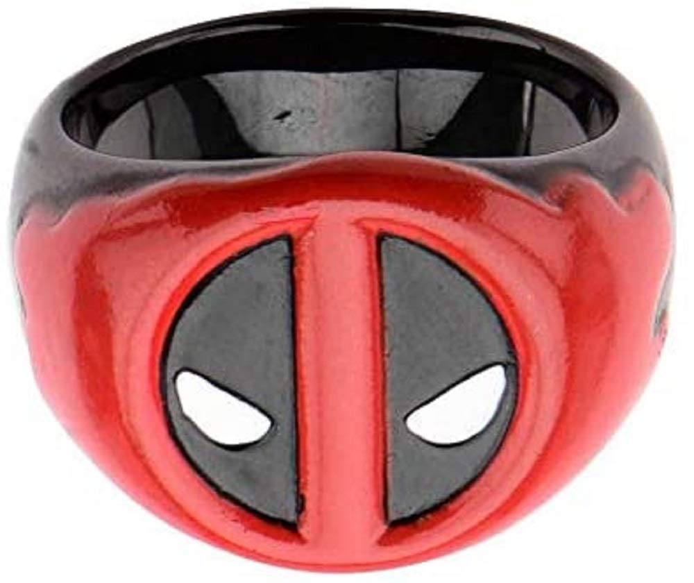 Marvel Deadpool Stainless Steel Ring for Men - Red Blood Design - Perfect for Cosplay & Gifts