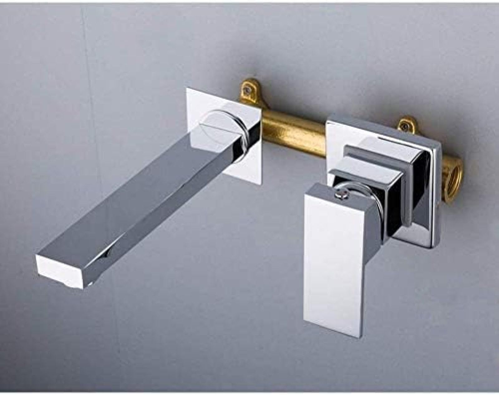 CRJUS Premium Kitchen & Bathroom Faucet - Wall-Mounted Sink Mixer Tap with Silver Mirror Finish for Modern Kitchen & Bathroom Design