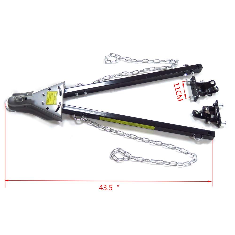 XKMT Black Adjustable Tow Towing Bar Bumper Mount 5000lb Capacity with Chains - Compatible with Jeep, RV, Car & Truck Systems - Perfect for Off-Roading, Towing Trailers & Vehicle Recovery