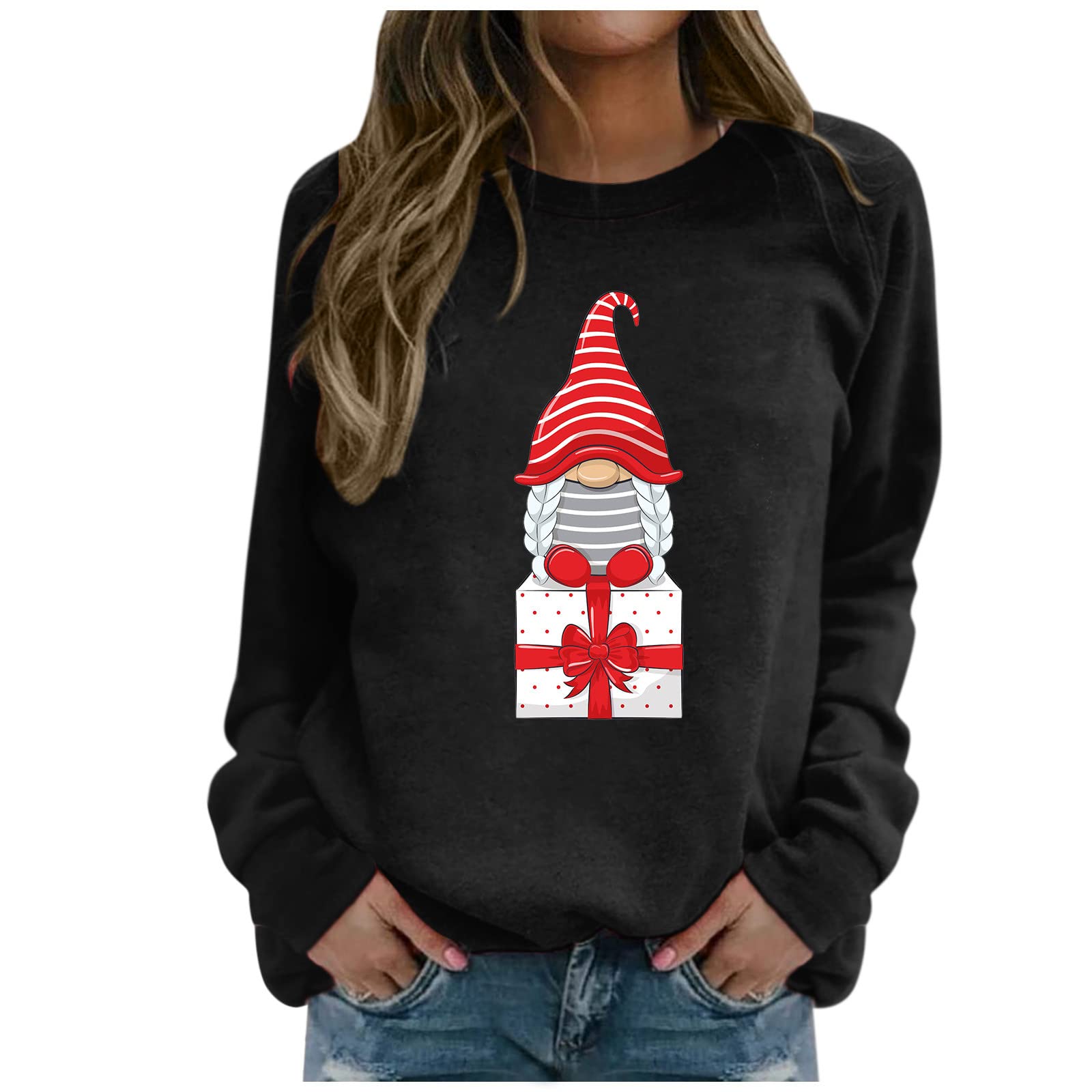 Christmas Print Hooded Women's Pullover Sweatshirt - Cozy Long Sleeve Fashion Hoodie with Merry Holiday Design | Perfect for Winter Outfits, Holiday Parties & Casual Wear