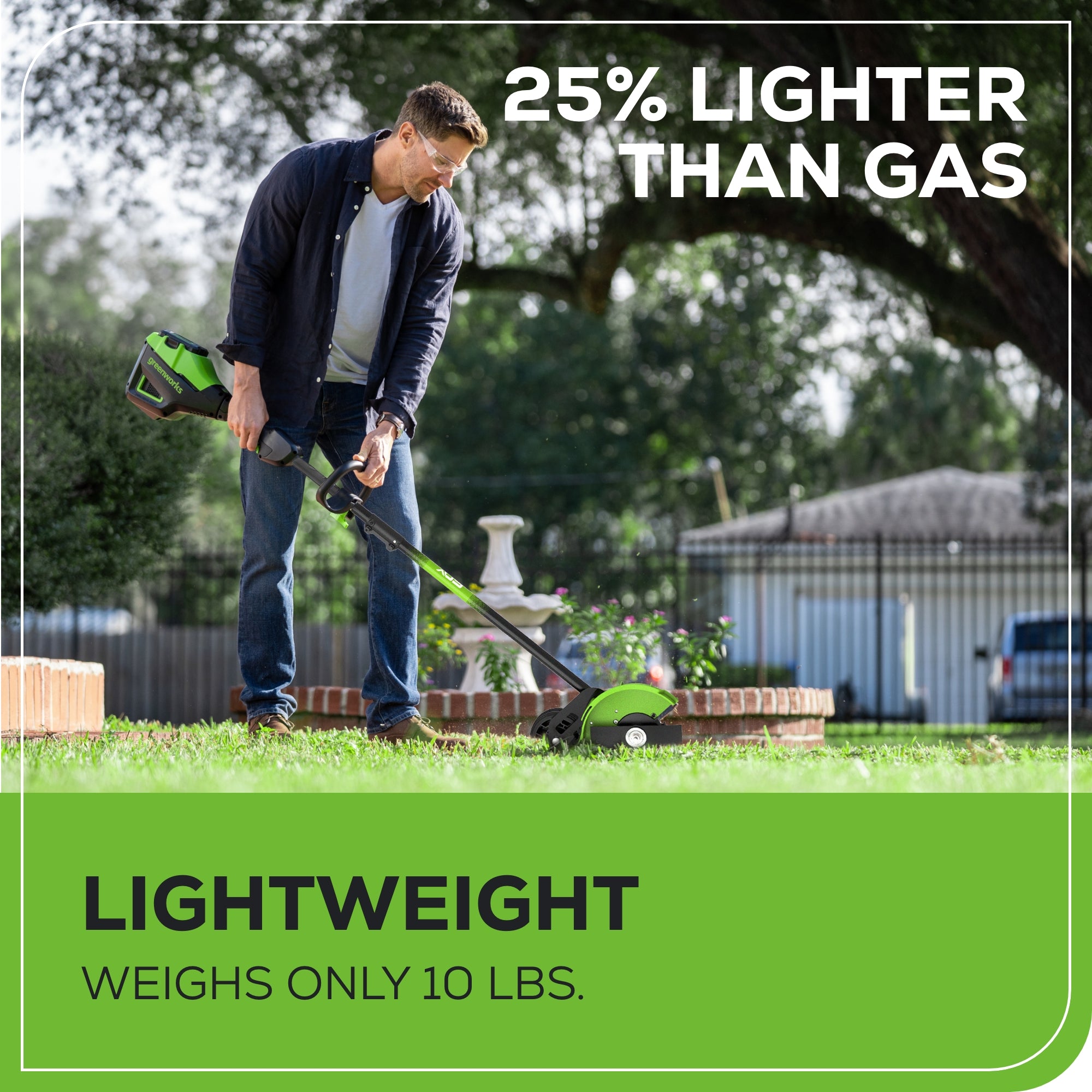 60V 8-Inch Cordless Battery Lawn Edger with 2.0Ah Battery & Charger - Black Shaft for Professional Landscaping & Yard Maintenance