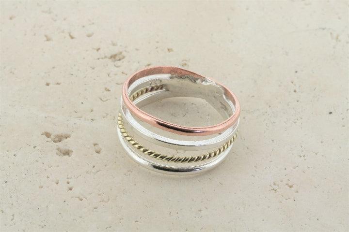 Copper Silver Brass Ring - Handmade Stackable Boho Jewelry for Women - Perfect for Everyday Wear & Layering