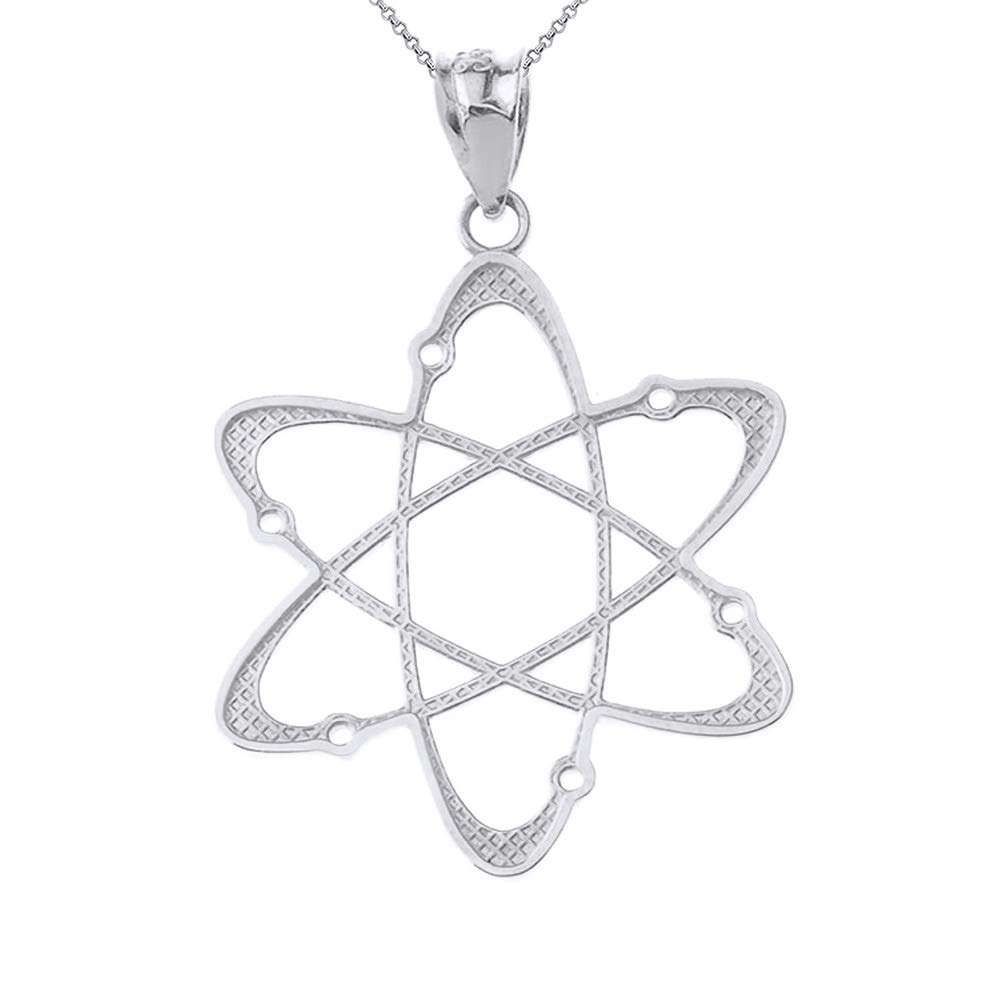Sterling Silver Carbon Atom Science Reversible Charm Pendant Necklace for Chemistry Lovers - Unique Science Jewelry Gift for Students & Teachers