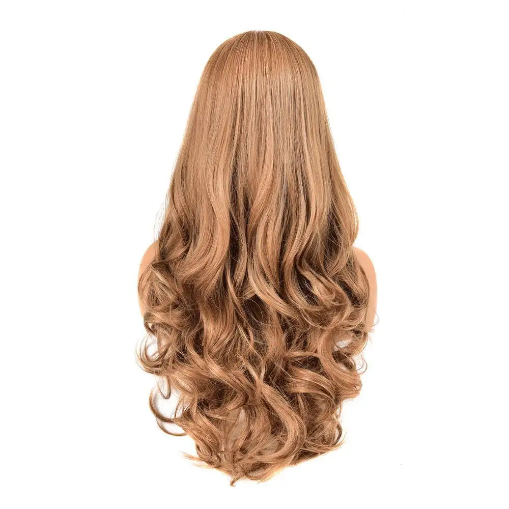 Strawberry Blonde Long Wavy Synthetic Hair Wig - Heat Resistant Fiber for Cosplay, Costume Parties & Daily Fashion
