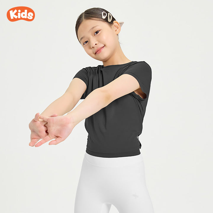 Ice Feather Kids Back Slit Short Sleeve T-Shirt - Comfortable & Stylish Summer Top for Girls - Perfect for Playdates, School & Outdoor Activities