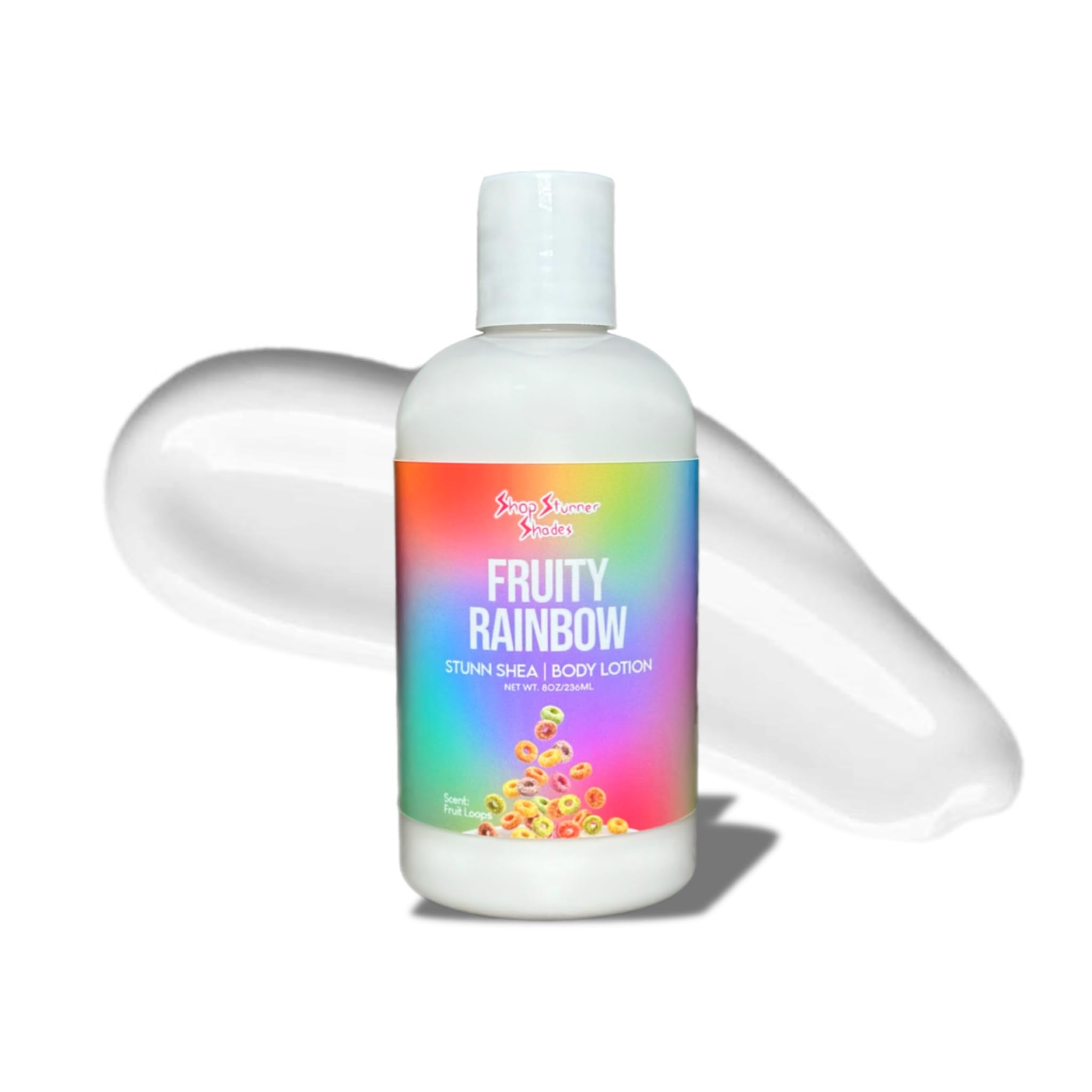 Fruity Rainbow Shea Butter Body Lotion - Lightweight Daily Moisturizer with Fruit Loops Scent, 8 fl oz | Hydrating & Nourishing for Dry Skin | Perfect for Morning Routine & Summer Skin Care