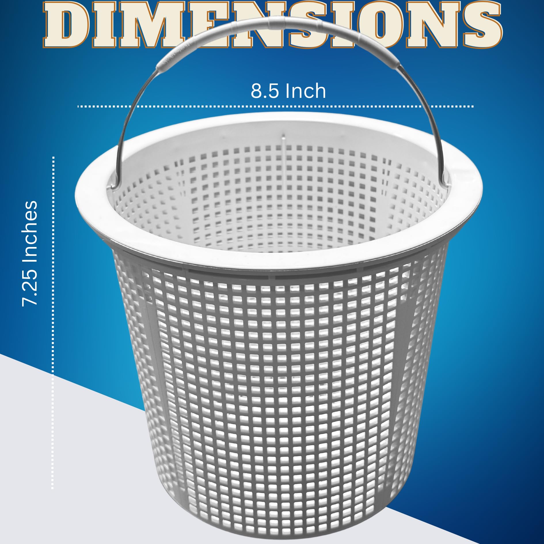 Pentair Skimmer Basket Replacement - 8 Inch Stainless Steel Pool Skimmer Basket Compatible with Pentair 85014500 & S200 Models | Durable 316 Stainless Steel Handle with Rubber Grip | Built-in Brass Weight for Stability | Perfect for In-Ground & Above-Ground Pool Maintenance