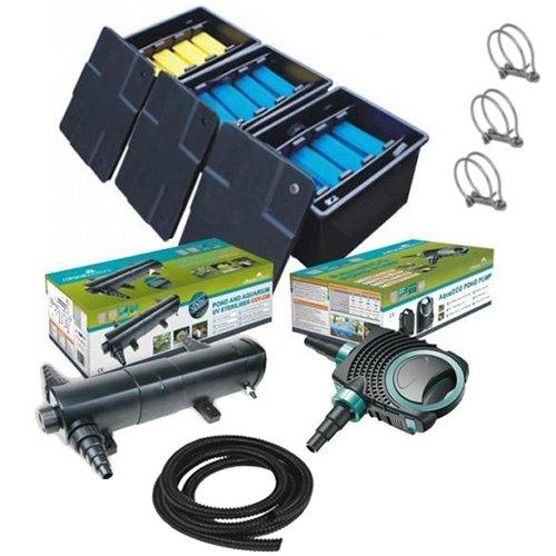 18000L Pond Box Filter with 36W UV Light - Submersible Water Pump for Garden Ponds, Koi Fish Tanks & Outdoor Water Features - Includes Hose & Clips - Ideal for Water Circulation & Algae Control