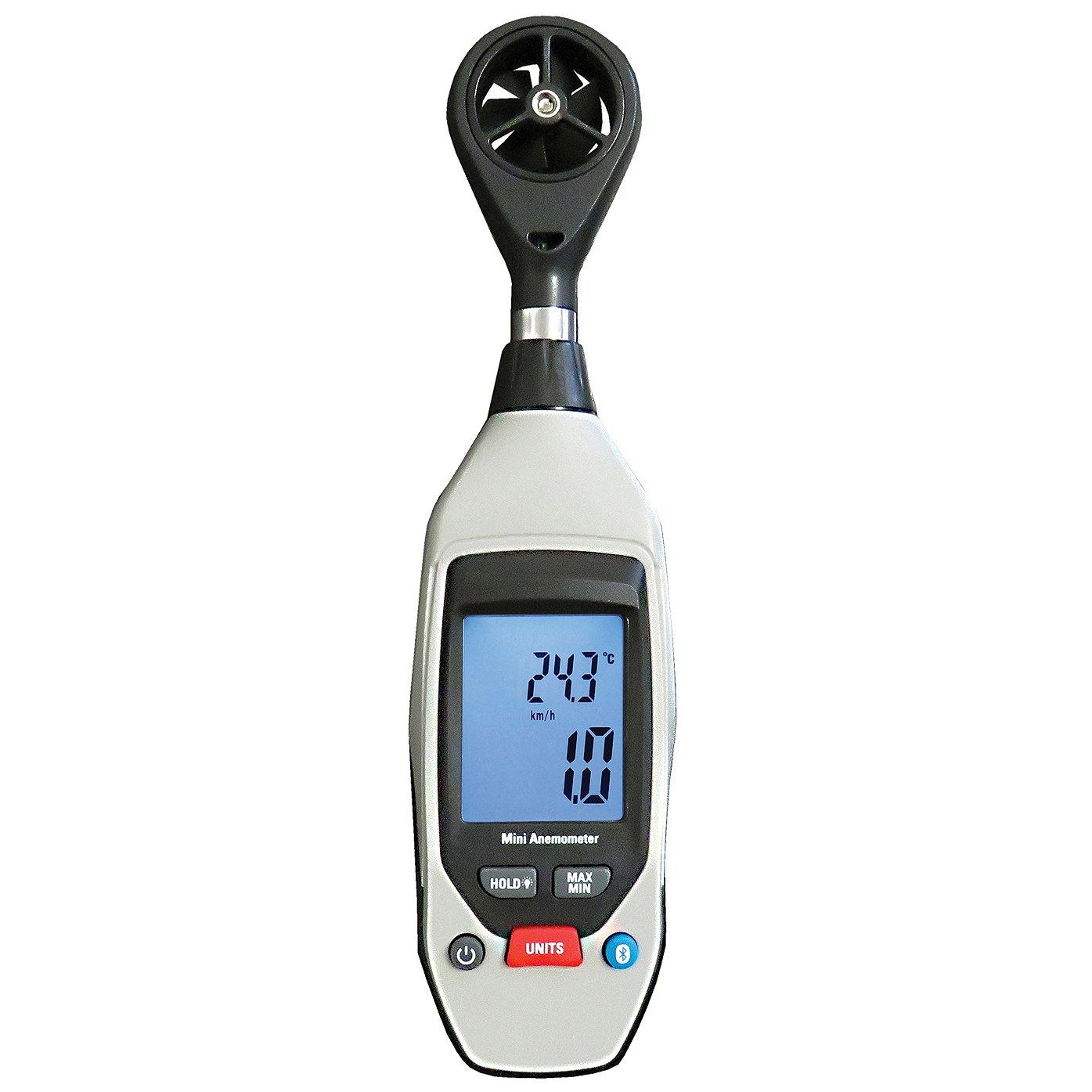 Wireless Bluetooth Anemometer - Digital Wind Speed Meter for Outdoor Activities, Weather Monitoring, Sailing & Drone Flying | Portable Handheld Wind Gauge with Mobile App Connectivity
