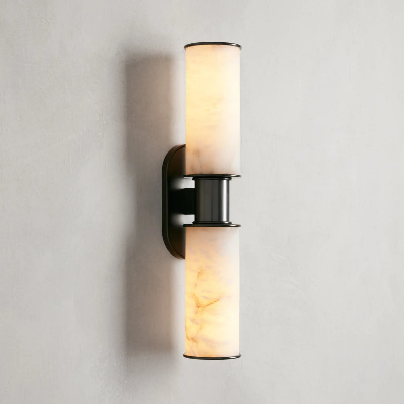 Harlin 2-Light Wall Sconce in Alabaster Finish - Modern Flush Mount Lighting for Bedroom, Hallway & Living Room Decor
