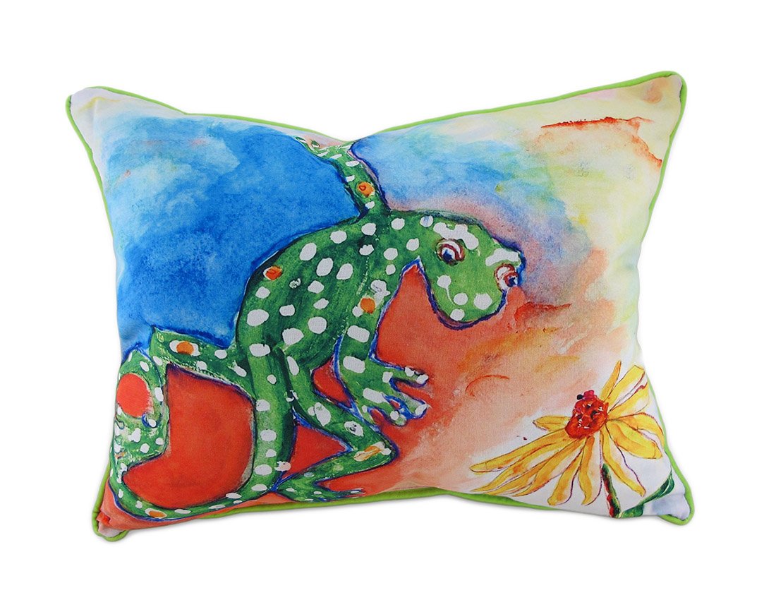 Betsy Drake Colorful Gecko Print Decorative Throw Pillow 16x20 Inches - Indoor Outdoor Home Decor for Sofa, Patio & Bedroom
