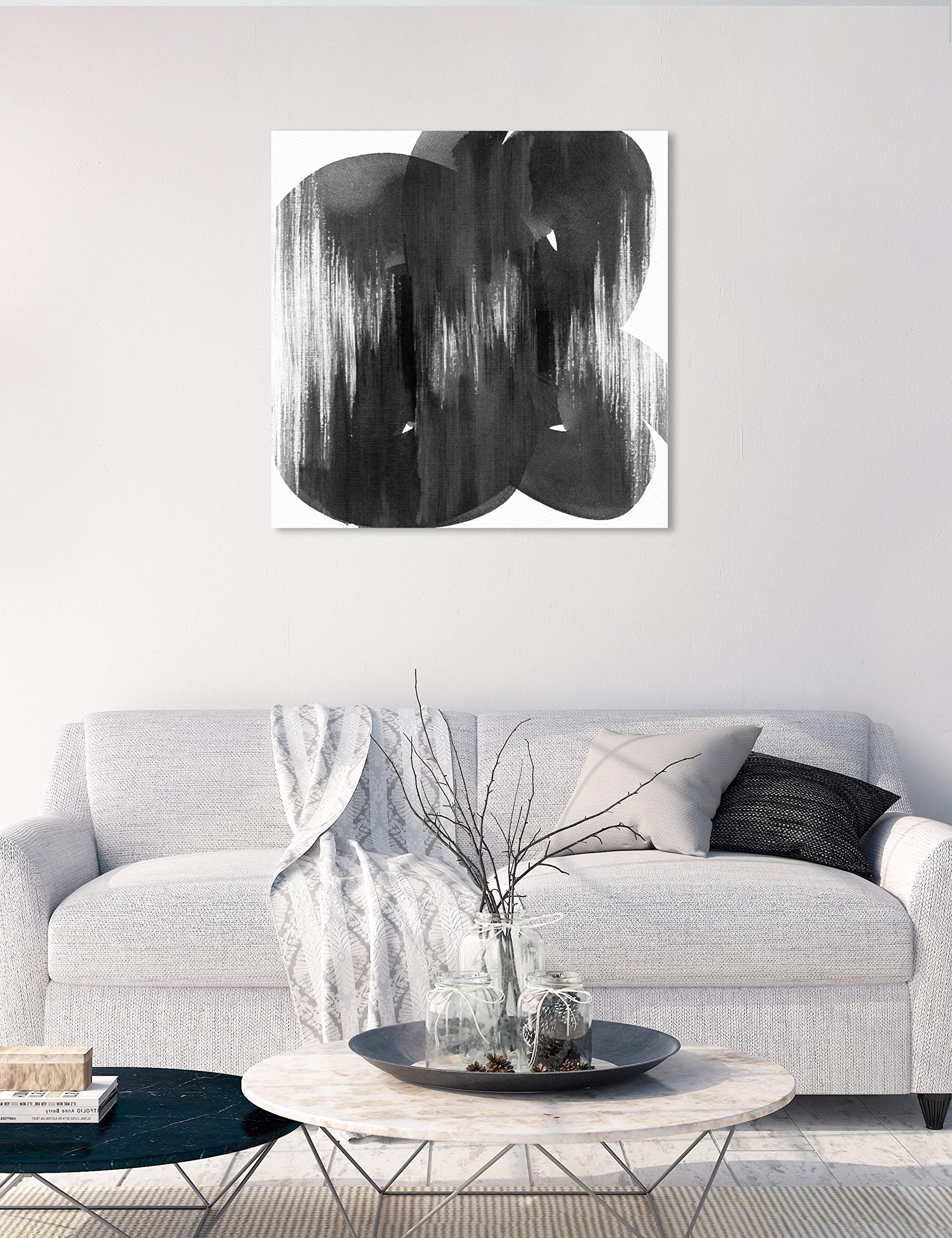 Oliver Gal Artist Co. 'Midnight Rain' Abstract Wall Art Canvas Print - 30x30 Inches Black & White Modern Home Decor - Perfect for Living Room, Bedroom & Office Wall Decor