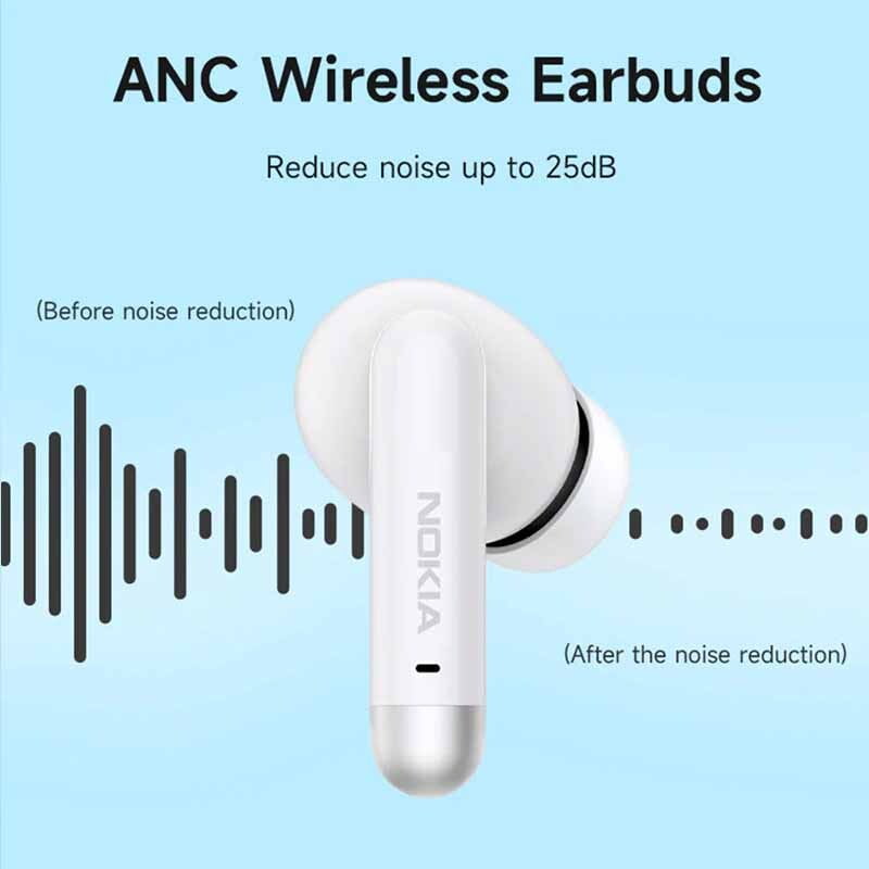 Nokia E3511ANC Wireless Bluetooth Earphones with Active Noise Cancellation (ANC) - Perfect for Travel, Workouts, and Commuting