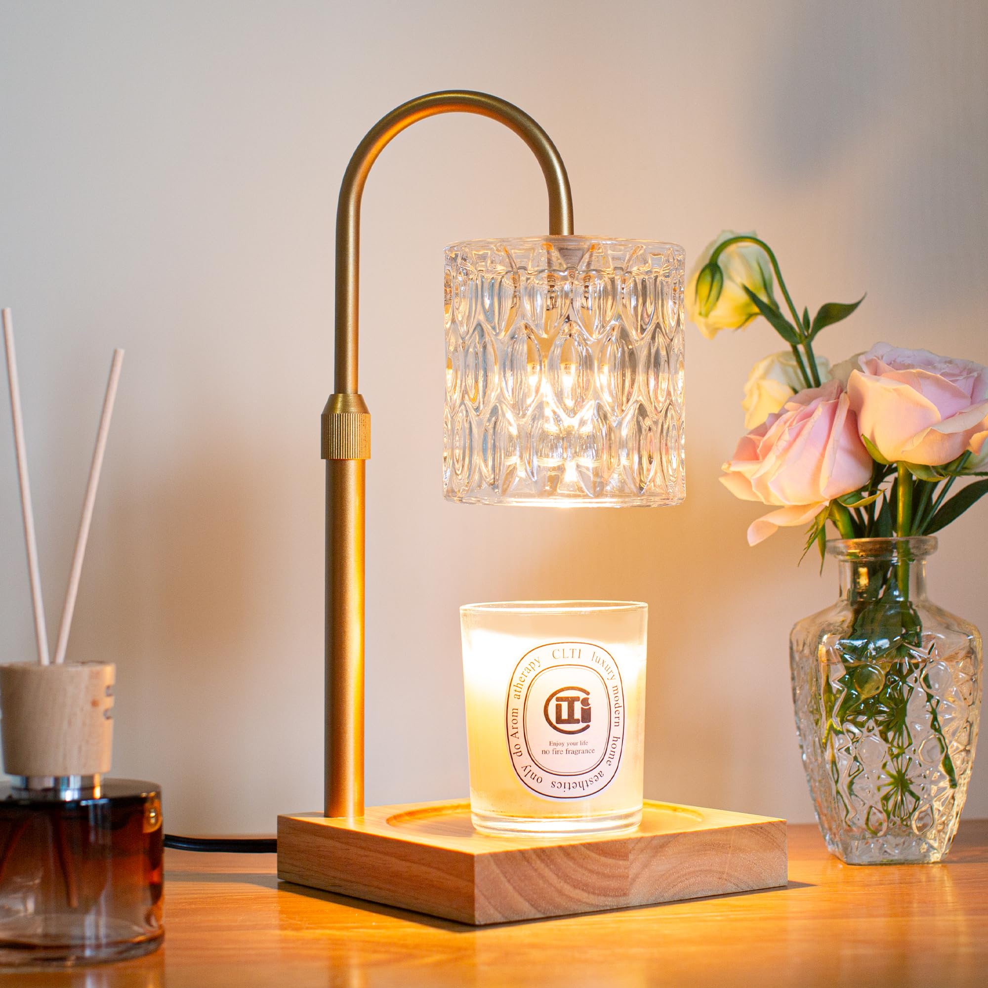 Electric Candle Warmer with Timer & Dimmer - Adjustable Height Lamp for Jar Candles, 2 Bulbs Included | Perfect for Home Decor, Bedroom Ambiance, Housewarming Gifts & Mother's Day Presents | Creates Cozy Atmosphere for Relaxation, Romantic Dinners & Holiday Decorations