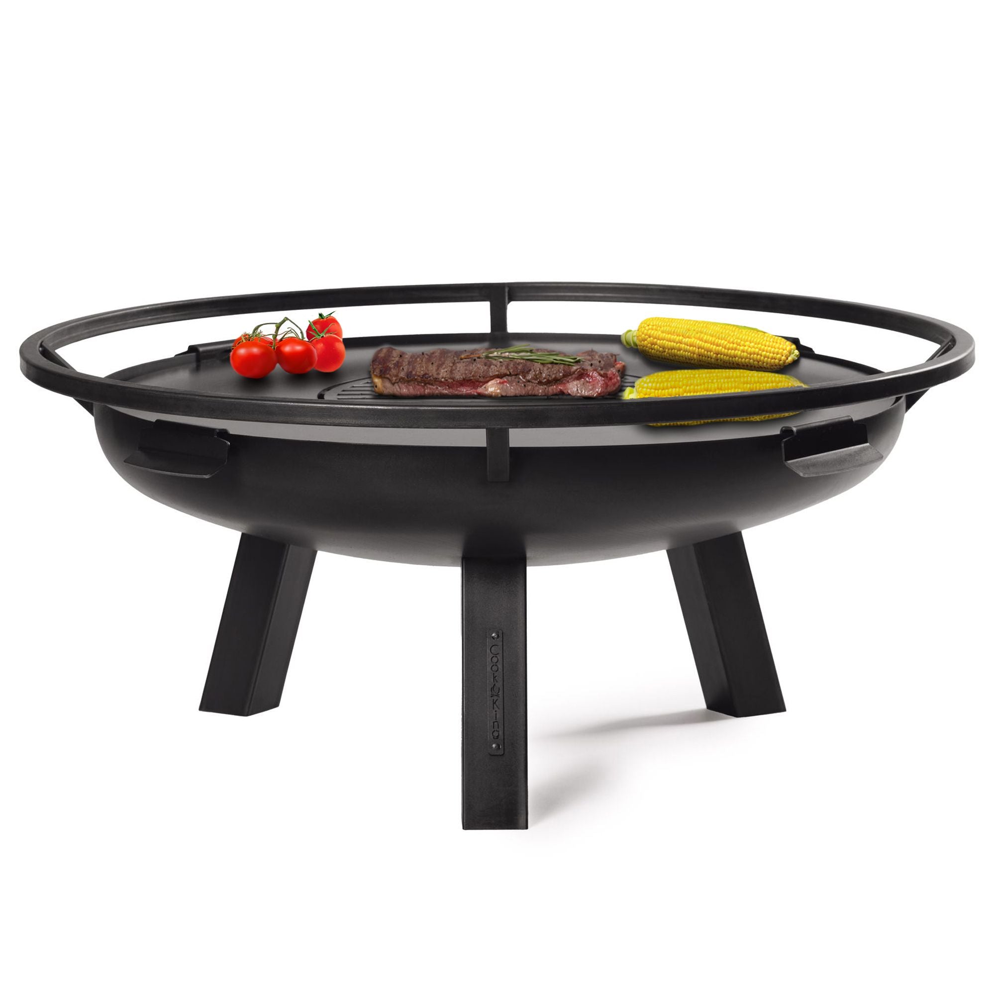 Porto 24-Inch Outdoor Fire Pit with Removable Grill Plate - Perfect for Backyard Camping, Patio Gatherings & BBQ Parties