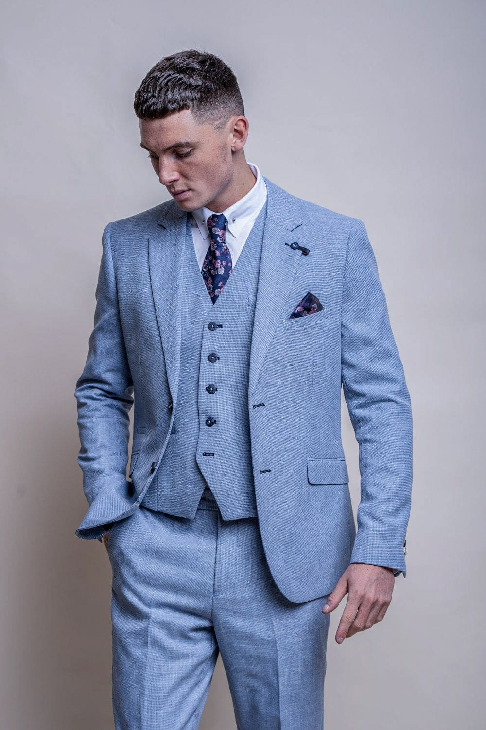 Cavani Miami Men's Sky Blue Waistcoat Vest | Slim Fit Formal Waistcoat for Weddings, Parties & Business Events | Premium Light Blue Menswear