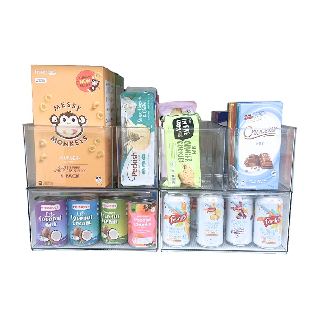 Stackable Pantry Storage Containers 6-Pack - Airtight Food Storage Bins for Kitchen Organization - Perfect for Dry Goods, Cereal, Pasta & Snacks