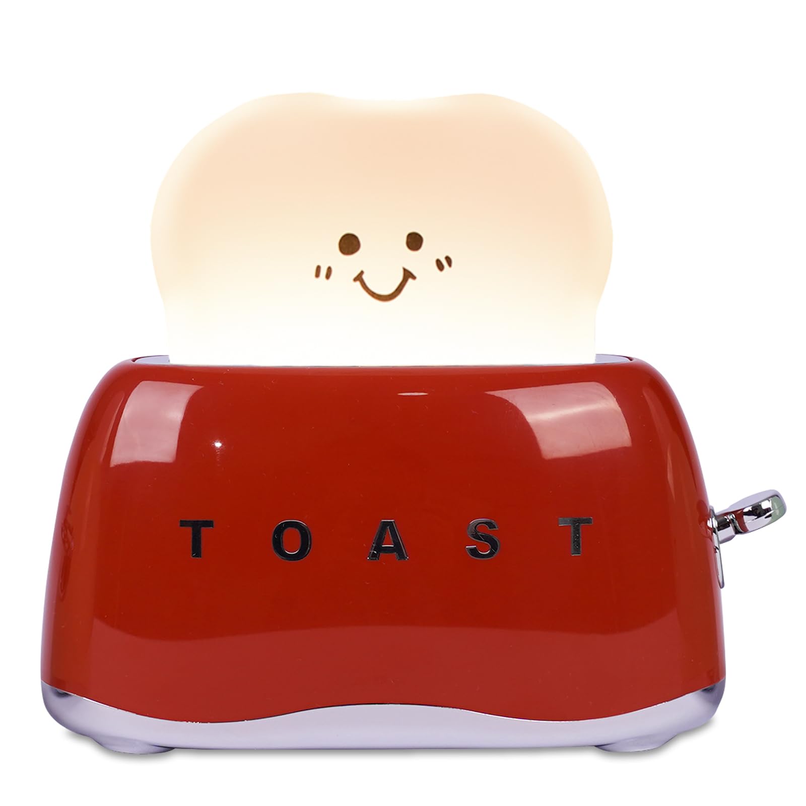 Cute Toast Lamp - Rechargeable Battery Powered Night Light for Kids, Adjustable Brightness Desk Lamp, Kawaii Decor for Girls Bedroom - Perfect for Bedside, Nursery, and Cozy Reading Nook