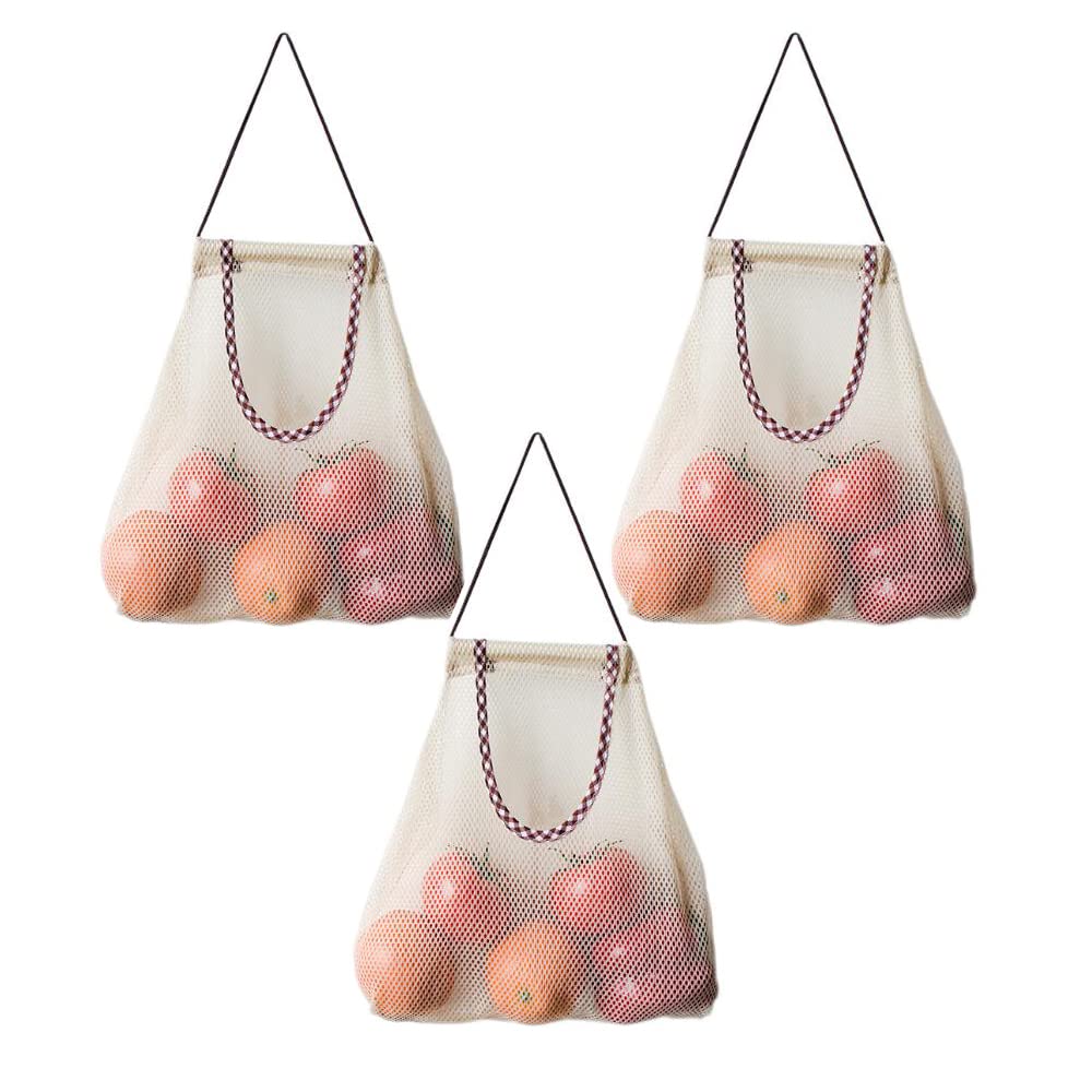 TuuTyss Reusable Mesh Storage Bags for Vegetables, Fruits, Garlic, Potatoes, Onions - Hanging Organizer for Kitchen, Pantry & Eco-Friendly Grocery Shopping