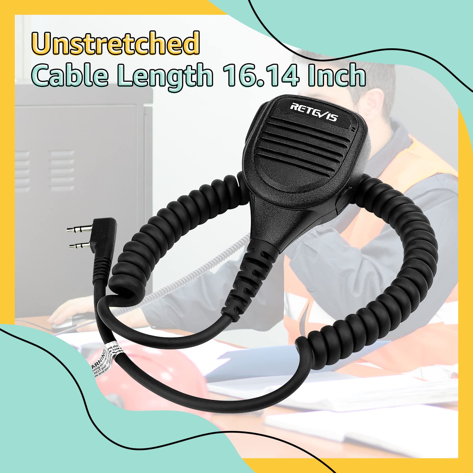 Retevis RT21 Walkie Talkie Microphone - IP54 Waterproof Shoulder Speaker Mic for RT22 RT68 H-777 RT85 RT27 RT86 RT18 RB45 BAOFENG UV-5R 5RM BF-F8HP Kenwood SAMCOM Radios - 3.5mm Audio Jack (1 Pack) - Perfect for Outdoor Adventures, Construction Sites & Emergency Communication