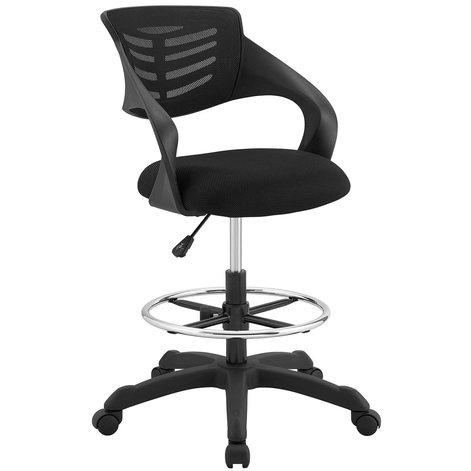 Modway Thrive Adjustable Drafting Chair - Ergonomic Tall Office Chair for Standing Desks, Black - Perfect for Architects, Artists & Home Office Workspaces