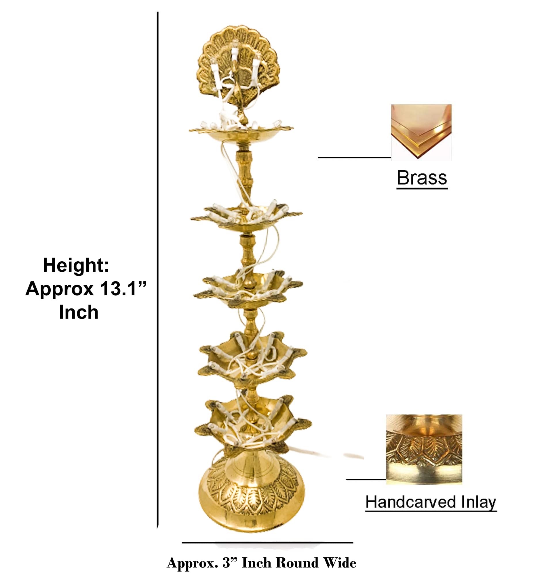 Electric Deepak Puja Lamps - Set of 2 Peacock Design 5-Layer Diya for Hindu Worship, Home Decor & Festival Lighting | Perfect for Diwali, Puja Ceremonies & Spiritual Ambience