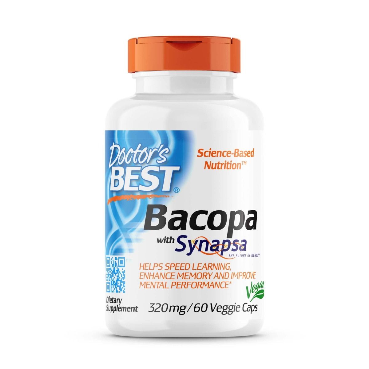 Doctor's Best Bacopa with Synapsa 320mg - 60 Vegetarian Capsules for Memory & Focus Support - Brain Supplement for Studying, Work & Mental Clarity