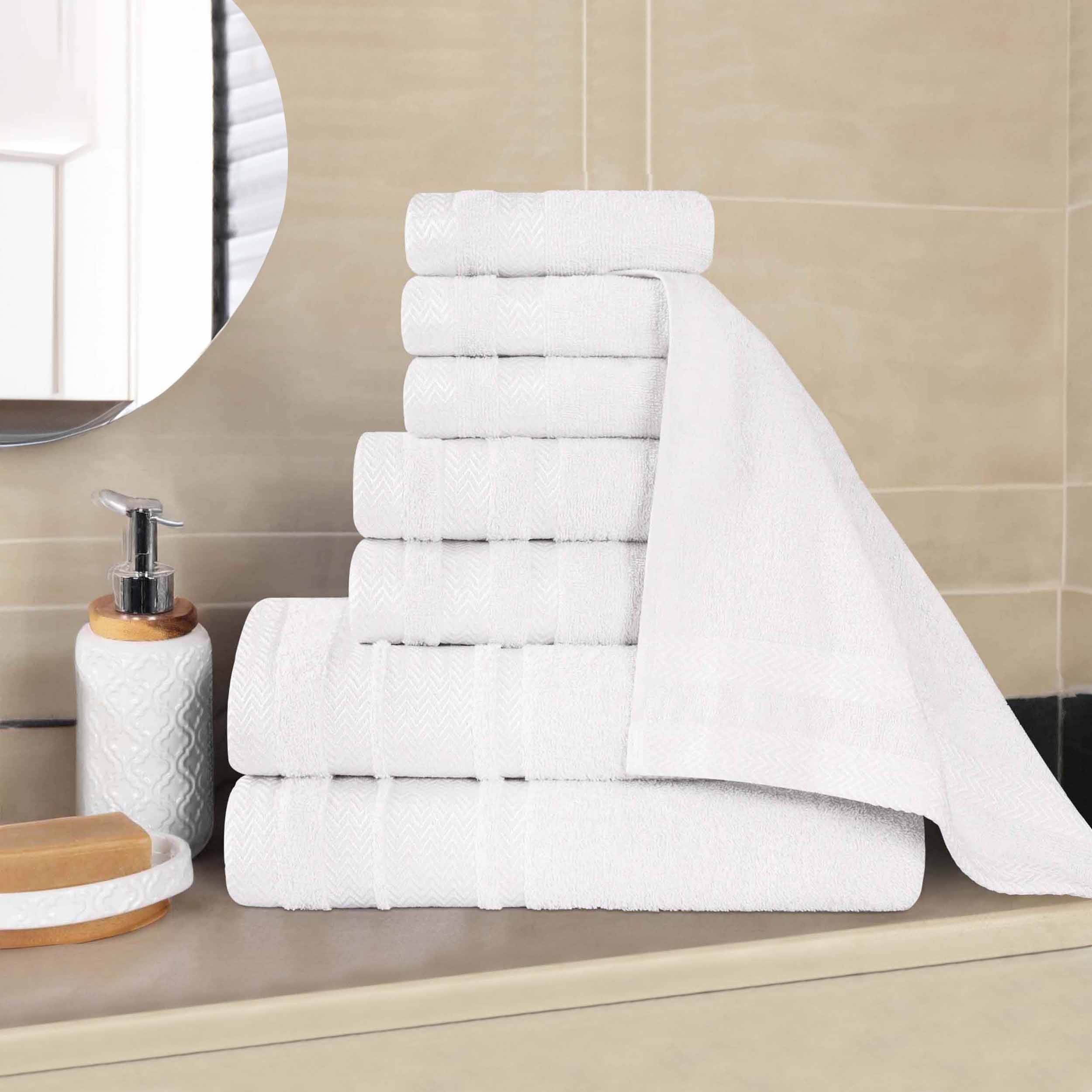 Hays Cotton Medium Weight 8-Piece Bath Towel Set - Soft & Absorbent Towels for Bathroom, Spa, Gym, and Beach Use