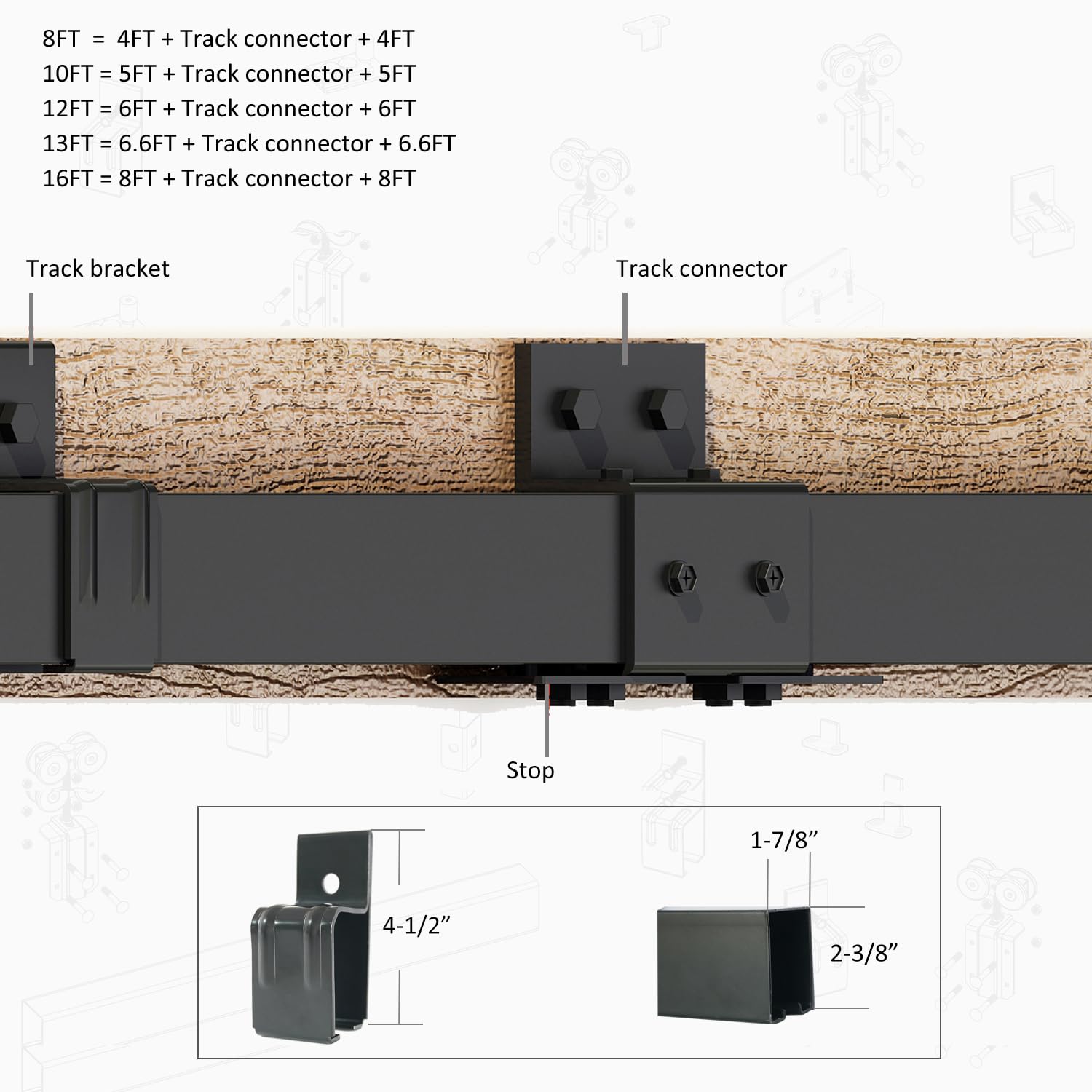 10FT Heavy Duty Exterior Double Sliding Barn Door Hardware Kit - Wall Mount Track System for 2 x 30in Doors (Max Load 300lbs) - Perfect for Farmhouse, Rustic Home & Commercial Spaces - Hardware Only (No Door Included)