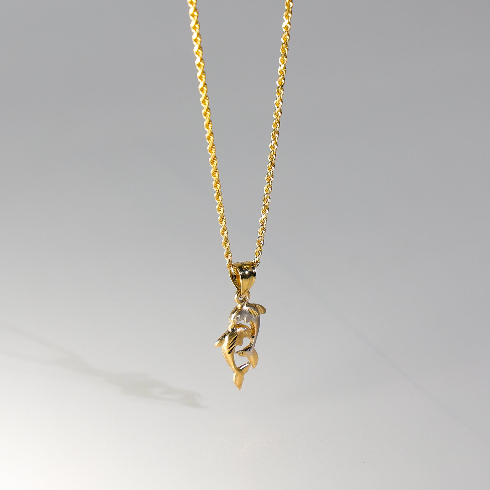 Gold Double Dolphin Pendant Necklace - Model 1664 | Elegant Jewelry Gift for Women, Perfect for Beach Parties & Summer Vacations