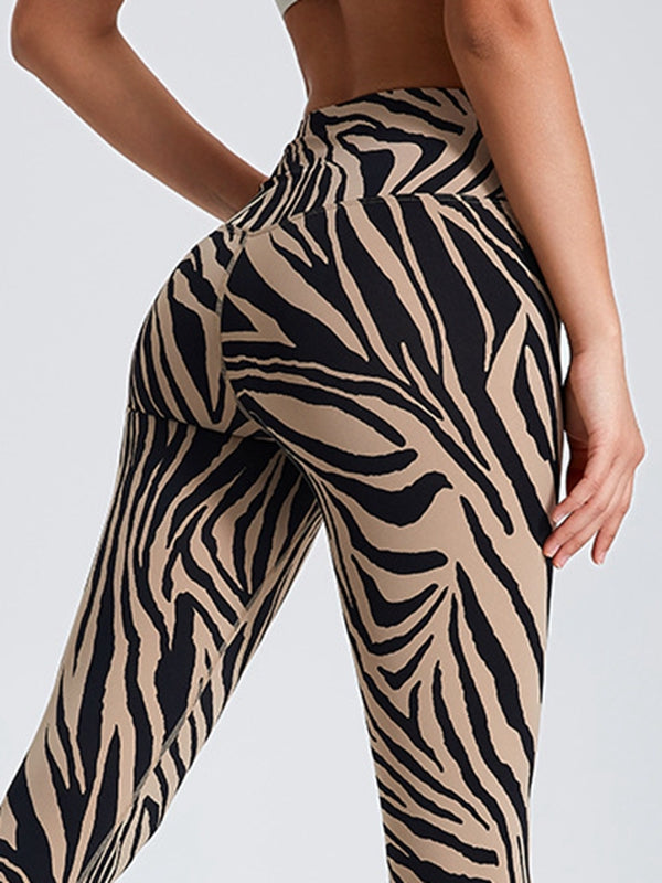 ZASUWA Women's High Waisted Zebra Print Scrunch Butt Lifting Leggings - Yoga, Workout, Running & Gym Fitness Activewear