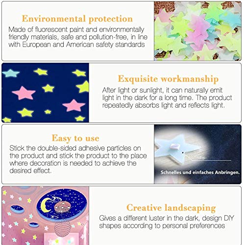 Glow in The Dark Stars Stickers - 200 Luminous Wall Decals for Kids Bedroom & Nursery - Perfect for Ceiling Decor, Night Light, and Space-Themed Room Design