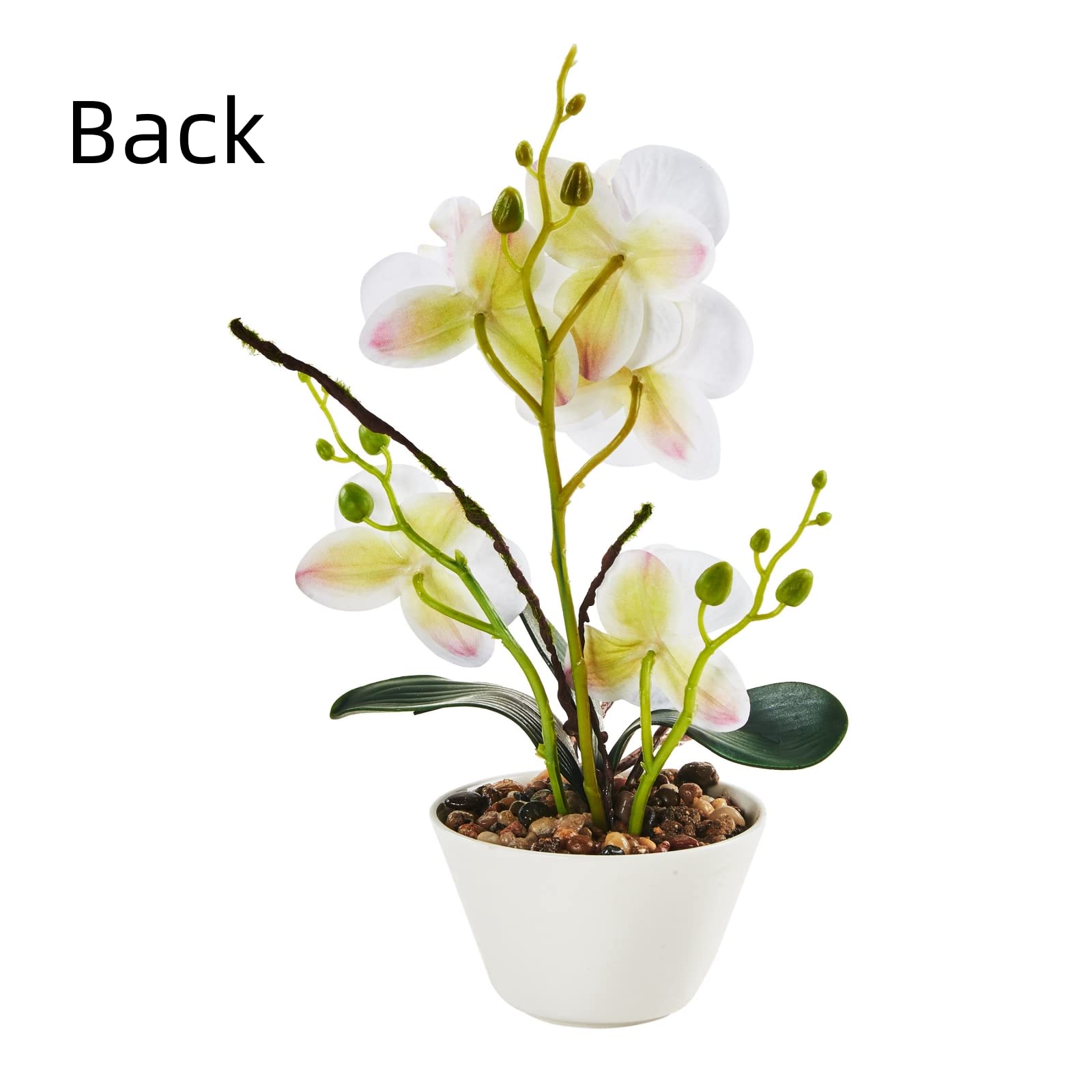 LOUHO Artificial Orchid Flowers with Vase - White Phalaenopsis Silk Flowers for Home Table Decor, Indoor Centerpieces, Office Desk & Wedding Arrangements - Faux Orchid Floral Arrangement in Pot for Living Room, Dining Table & Event Decor