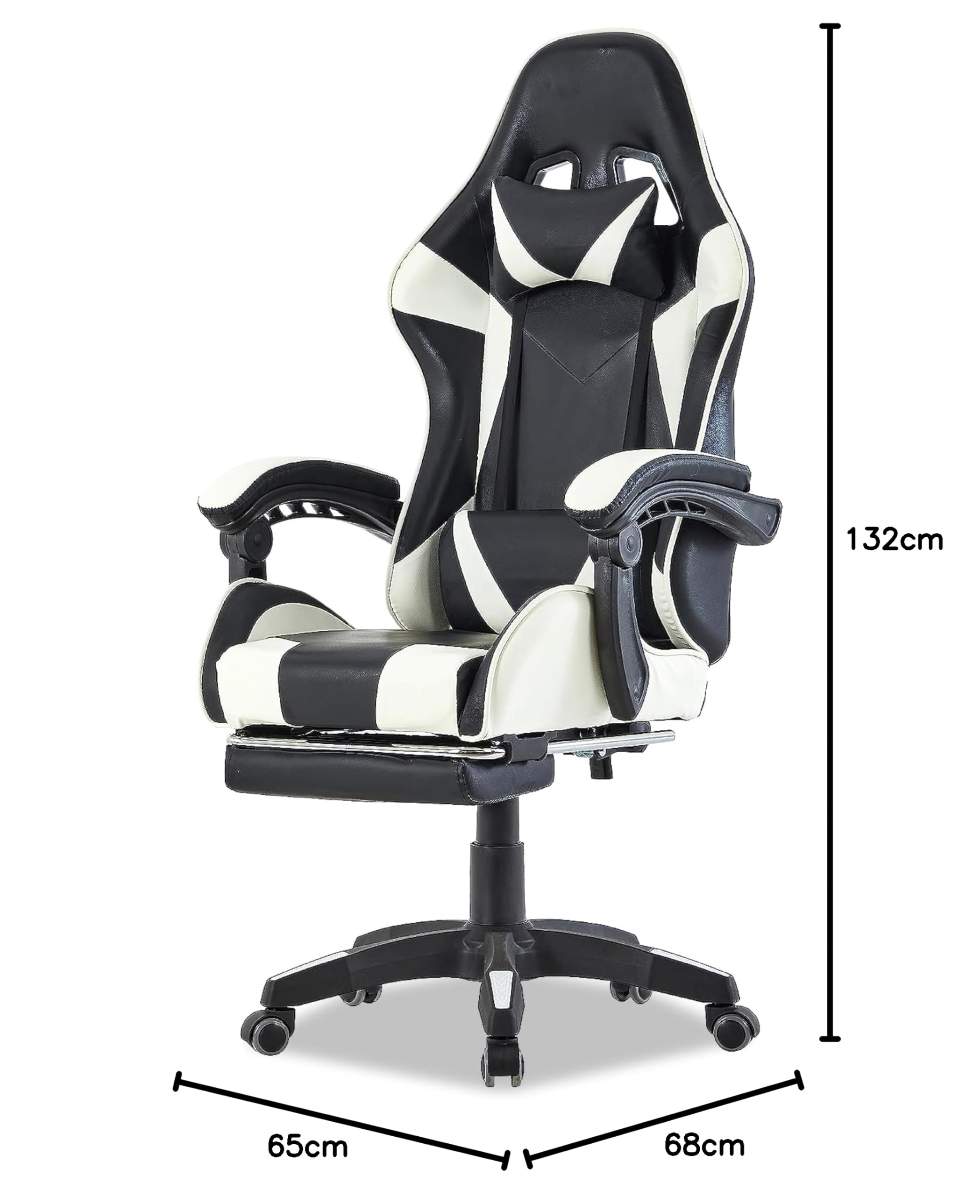 Ergonomic Walden Gaming Chair - Adjustable Office Chair with Lumbar Support, Swivel & Height Adjustable for PC, Racing & Video Games - Perfect for Home Office, Gaming Setup & Workstations (White)