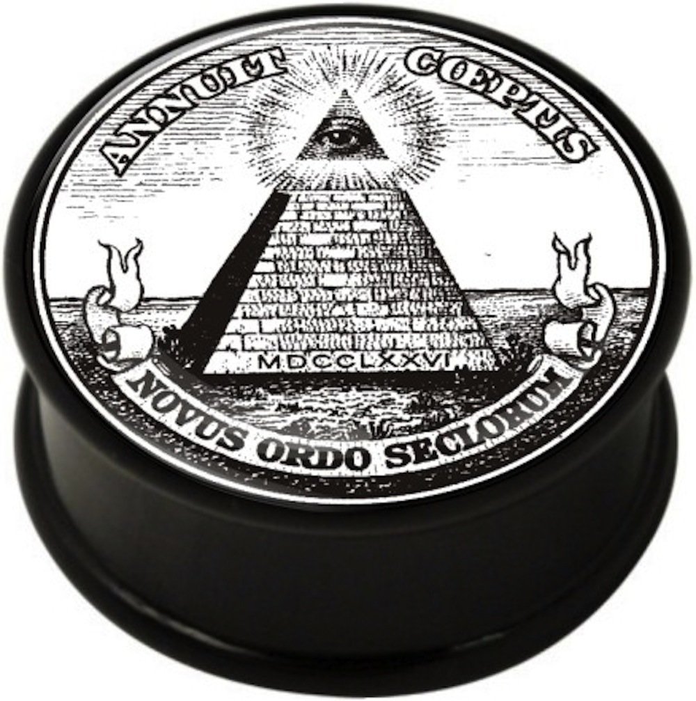 Acrylic Illuminati Dollar Bill Screw Fit Stash Box with 2-Piece Gauge Plugs (1 Pair) - Perfect for Jewelry Storage, Body Jewelry Organization & Travel Essentials | Made in USA