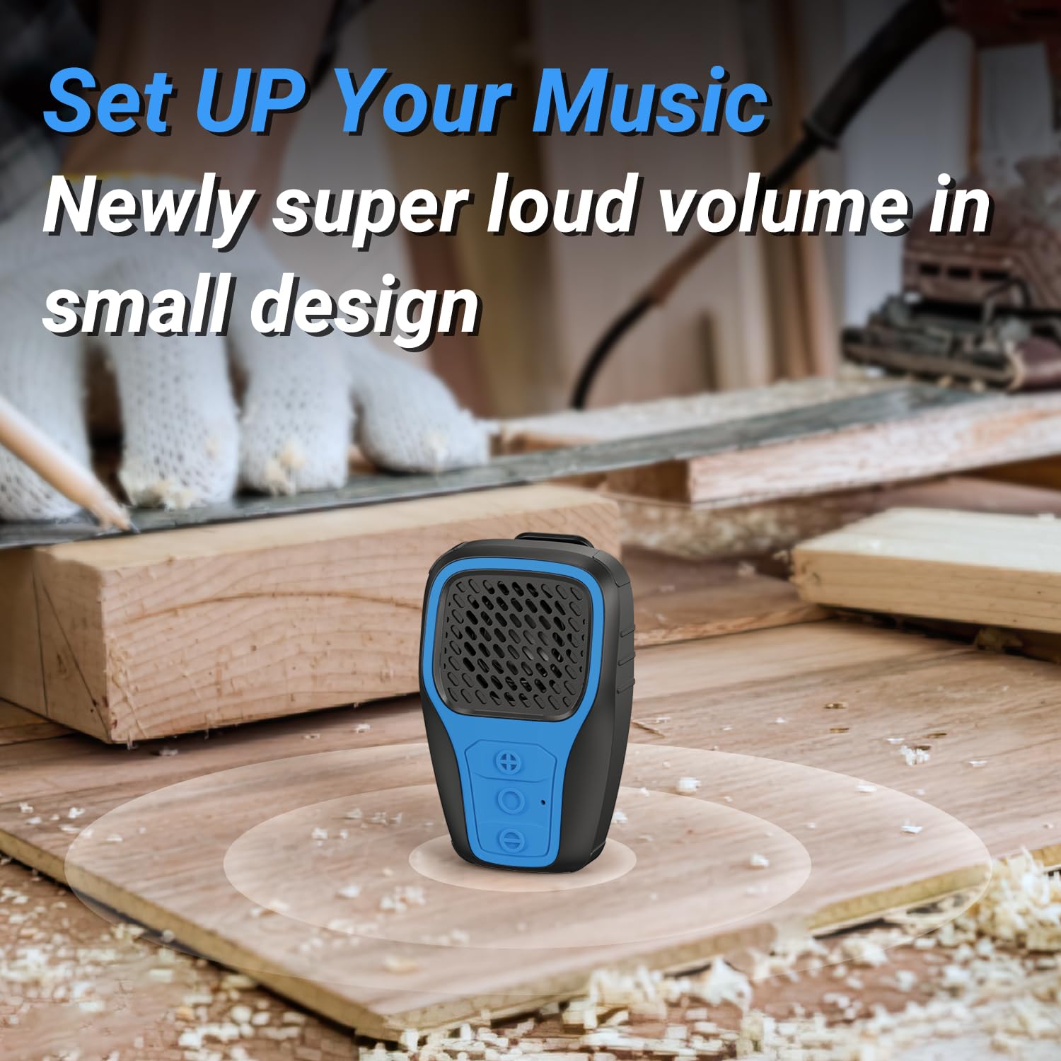 INGA Wearable Bluetooth Speaker - IP67 Waterproof Clip-on Mini Portable Wireless Speaker with Built-in Mic, Hands-Free Music & Calls for Work, Riding, Golf, Outdoor Activities (Blue) - Perfect for Gym, Hiking, Cycling, and Pool Parties