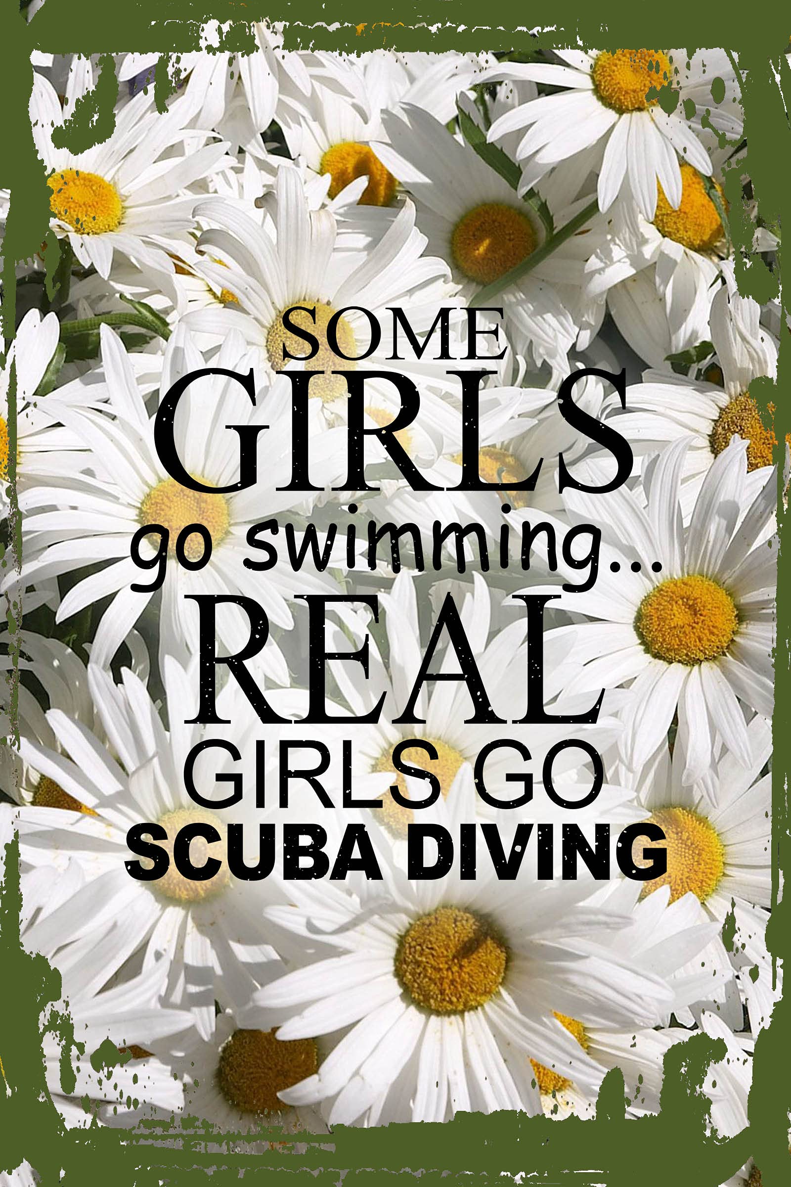 Scuba Diving Wall Art - Daisy Flower Ocean Hobby Sign 8x12 Inches, Funny Beach Decor for Scuba Lovers, Perfect Gift for Divers & Marine Enthusiasts - Ideal for Living Room, Bedroom, or Office Wall Decoration