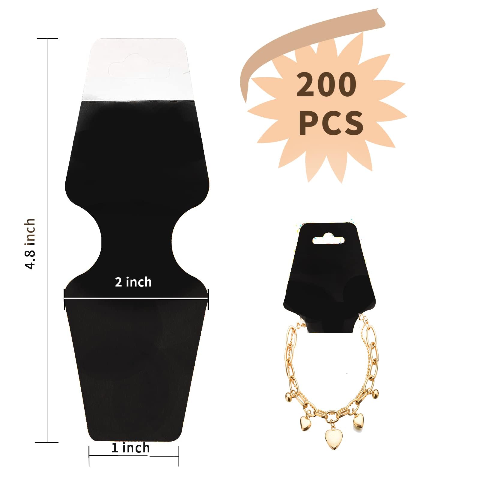 ZABARE 200 Pcs Jewelry Display Cards - Thick Adhesive Necklace, Bracelet & Keychain Holder Cards - Black Jewelry Showcase Cards for Retail Stores & Boutique Displays - Perfect for Jewelry Stores, Craft Shows & Trade Exhibitions