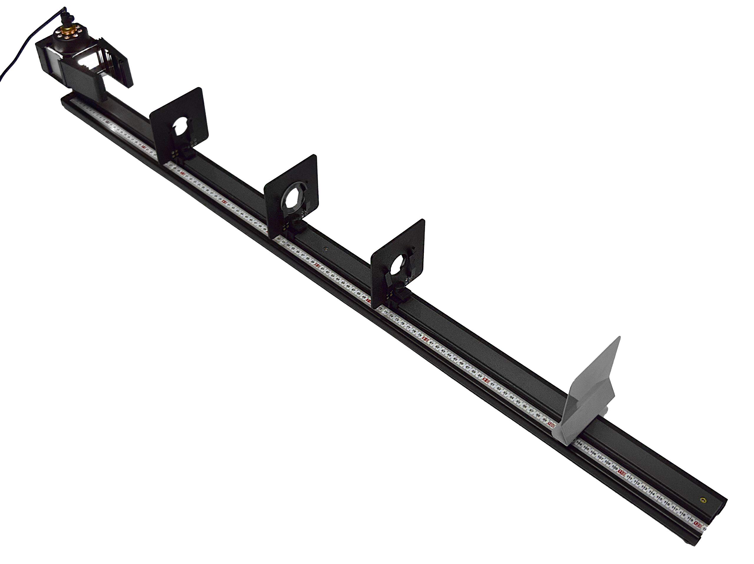 Eisco Labs Optical Bench Set for Introductory Physics & Optics Experiments - Includes Lamp Housing, Lens Holder, Slide Holder, Plate Mirror & Slit Plates - Perfect for Classroom Labs, Science Fairs & Home STEM Learning