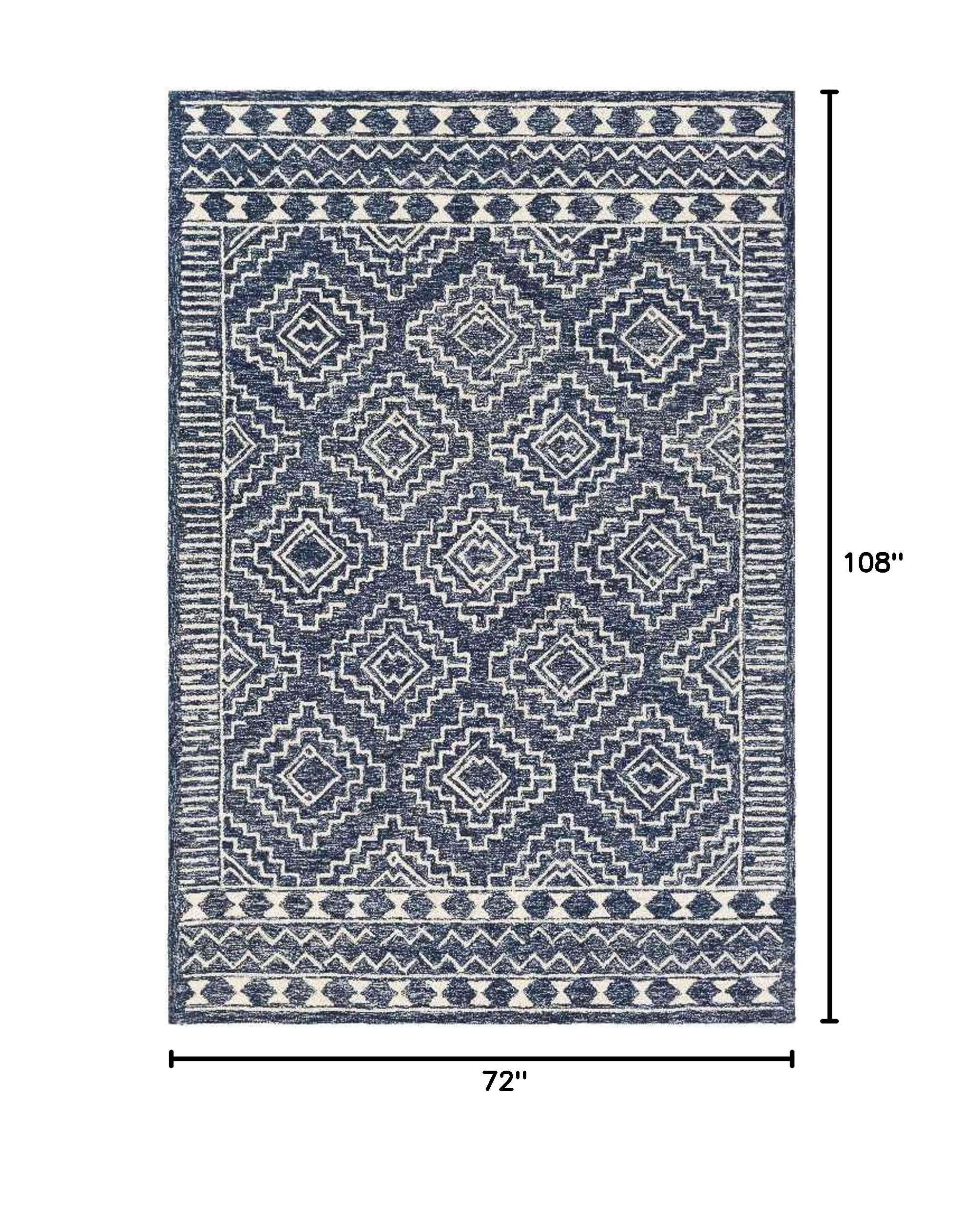 Mark&Day 6x9 Vledder Dark Blue Wool Area Rug - Soft & Durable Handmade Carpet for Living Room, Bedroom, Kitchen - Perfect for Home Decor & Cozy Spaces (6' x 9')