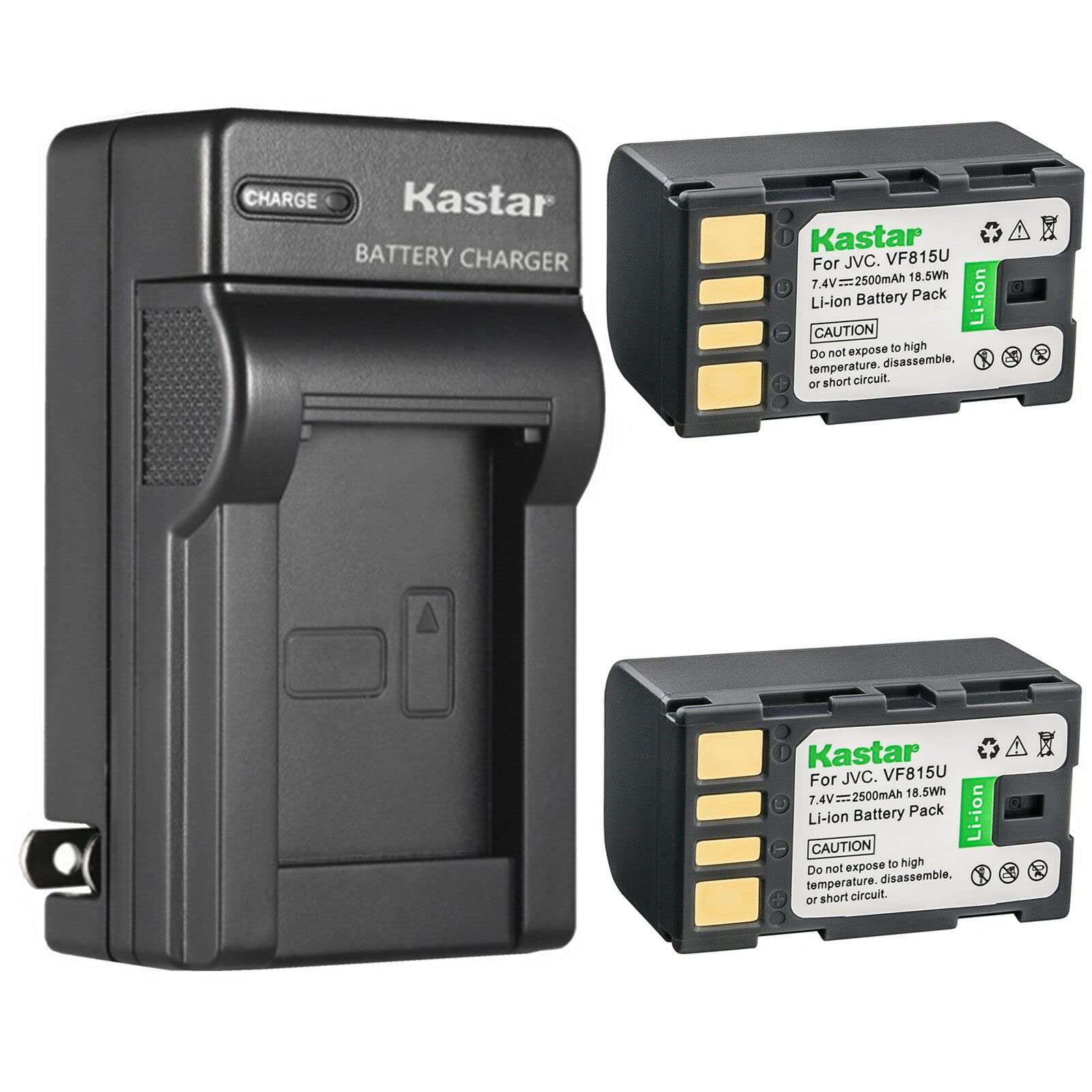 Kastar 2-Pack Replacement Battery and AC Wall Charger for JVC GR-D796/D820/D850/D851/D853/D860/D870 Camcorders - Perfect for Travel, Vlogging, and Home Video Recording