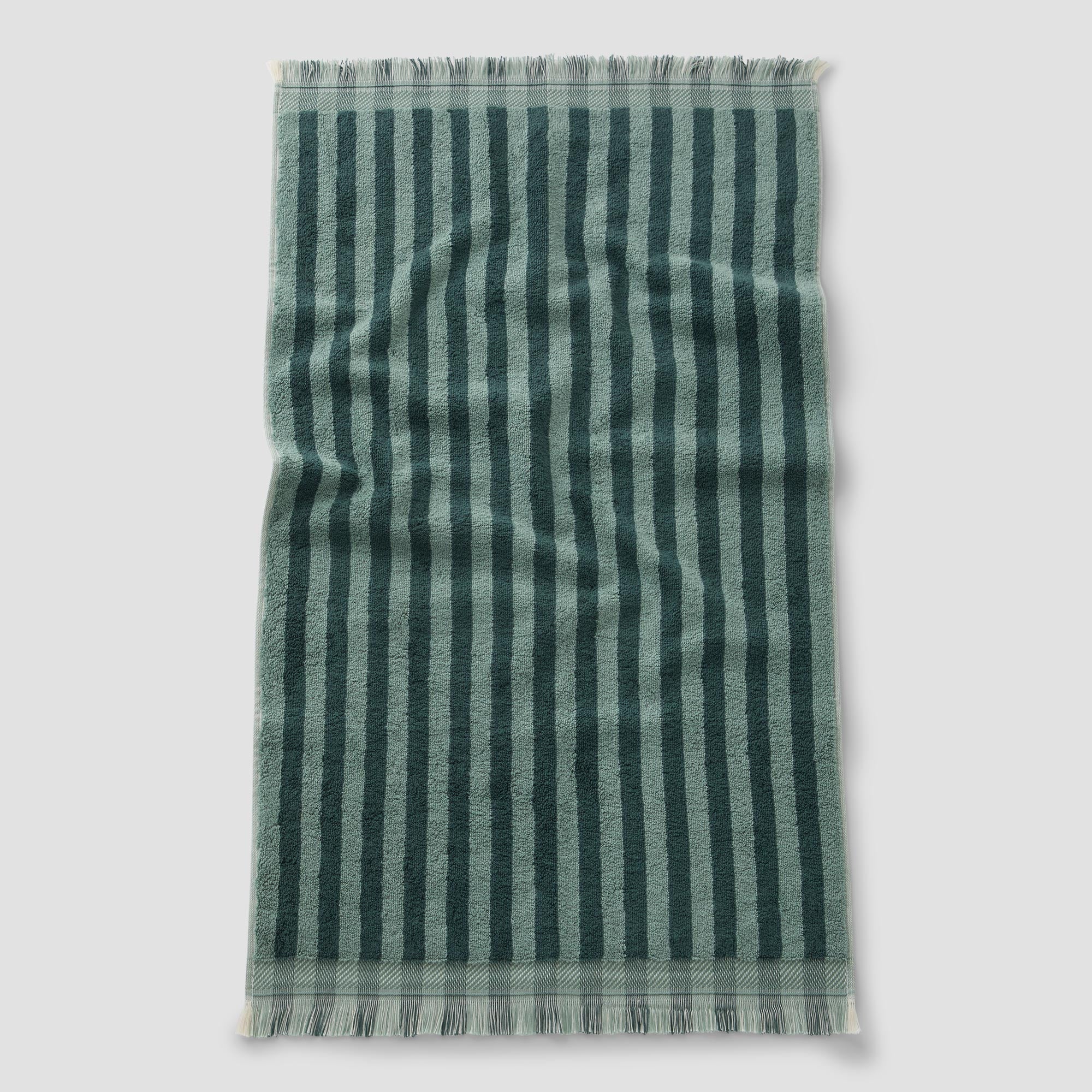 Premium Pine Green Pembroke Stripe Cotton Bath Towels - Soft & Absorbent Luxury Towel Set for Spa, Bathroom & Beach Use