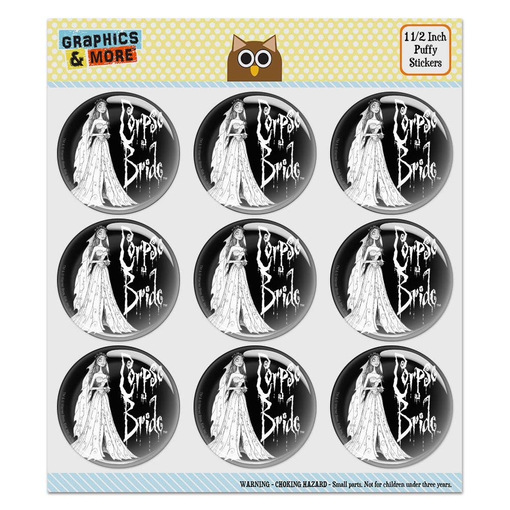 Corpse Bride Logo and Silhouette Puffy Bubble Dome Stickers for Scrapbooking, Junk Journaling, DIY Crafts - Perfect for Halloween Decorations and Themed Parties