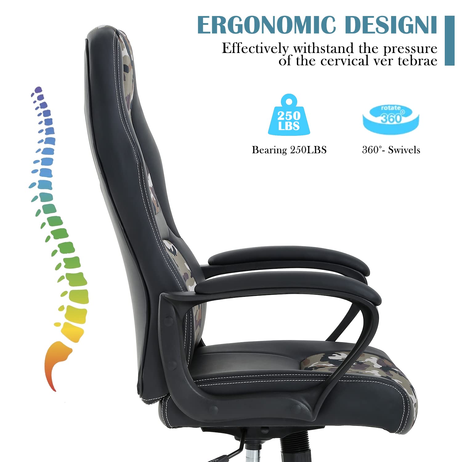 Upgraded Ergonomic High Back Gaming Chair - PU Leather Racing Style Office Chair with Adjustable Lumbar Support & Headrest - Swivel Rolling Computer Desk Chair for Home Office, Gaming Room & Esports Setup - Perfect for Long Gaming Sessions & Remote Work