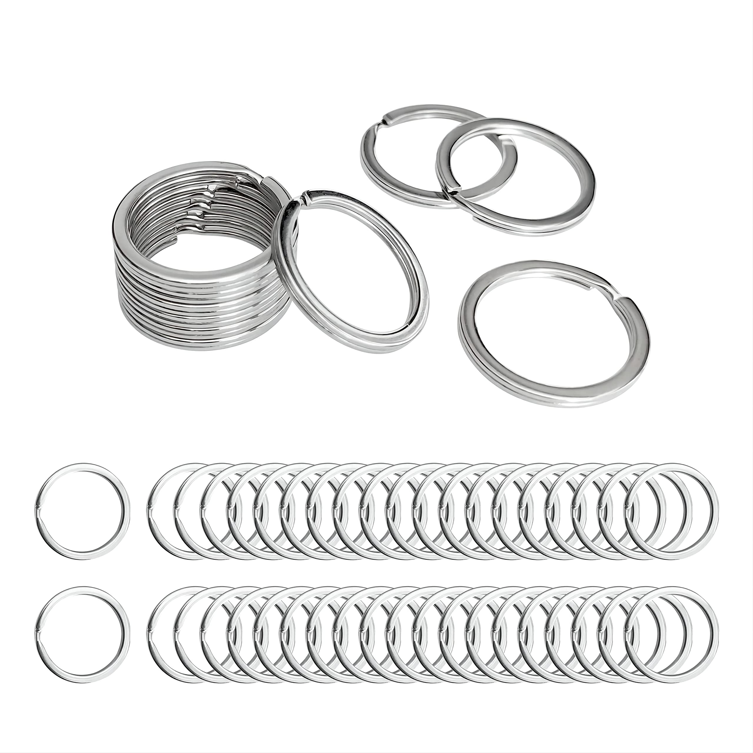 1 Inch Flat Metal Key Rings - Silver Split Keychain Rings for Home, Car & Office Keys | Durable & Stylish Key Attachments for Everyday Use