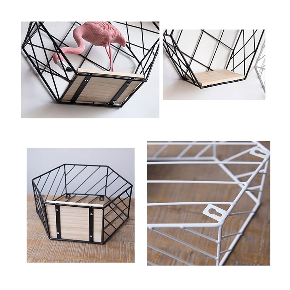 Hexagonal Mesh Wall Shelf - Cabilock Wall Mounted Display Holder & Storage Rack for Home Organization | Perfect for Bathroom, Bedroom, Kitchen & Office Decor