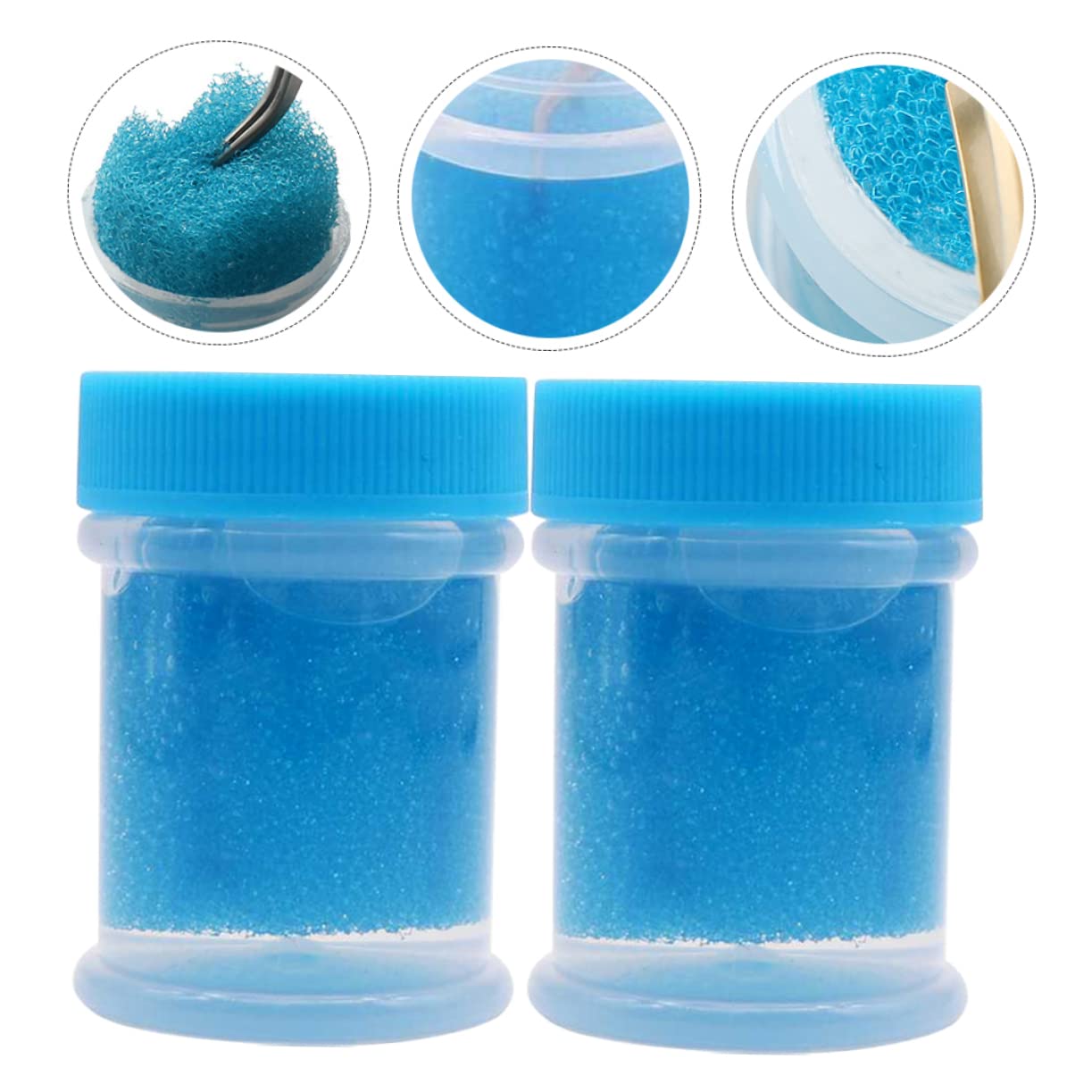 FRCOLOR 2 Pack Eyelash Extension Glue Remover & Tweezers Cleaner Kit - Professional Lash Adhesive Remover Sponge Balls & Tweezer Cleaning Tools for Salon, DIY Eyelash Extensions & Home Use