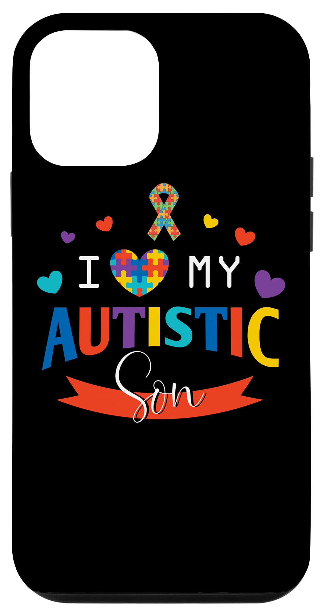 iPhone 12 Mini Case - Autism Awareness Design with 'I Love My Autistic Son' - Supportive Family Protective Cover for Daily Use & Special Occasions