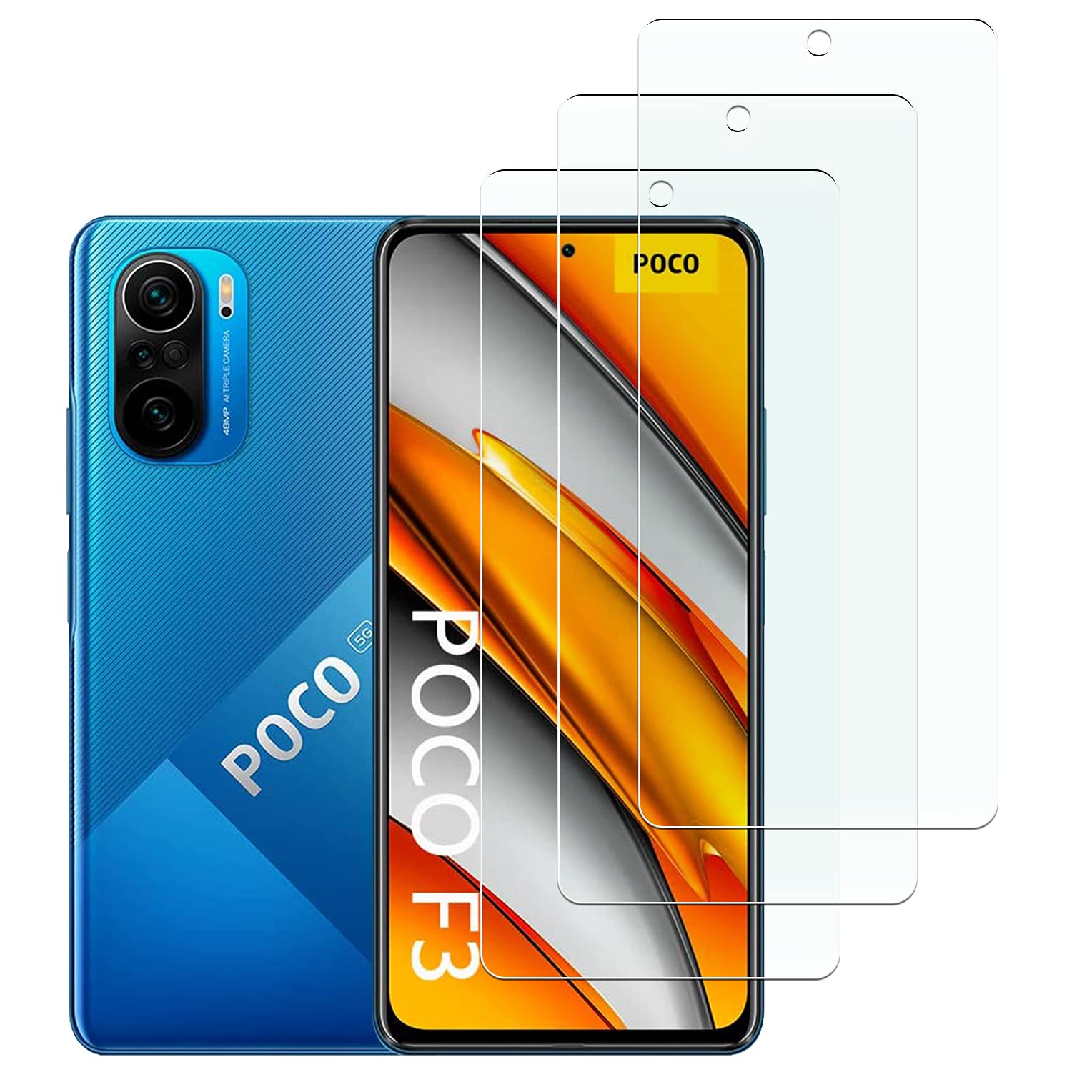 3-Pack KELOLIN Tempered Glass for Xiaomi Poco F3 - Anti-Scratch, Bubble-Free - Perfect for Gaming & Daily Use