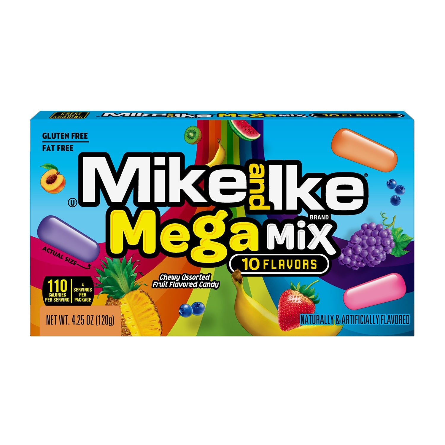 Just Born Mike & Ike Mega Mix Candy - 4.25oz Bags (12 Count Case) | Bulk Candy for Parties, Movie Nights & Office Snacks